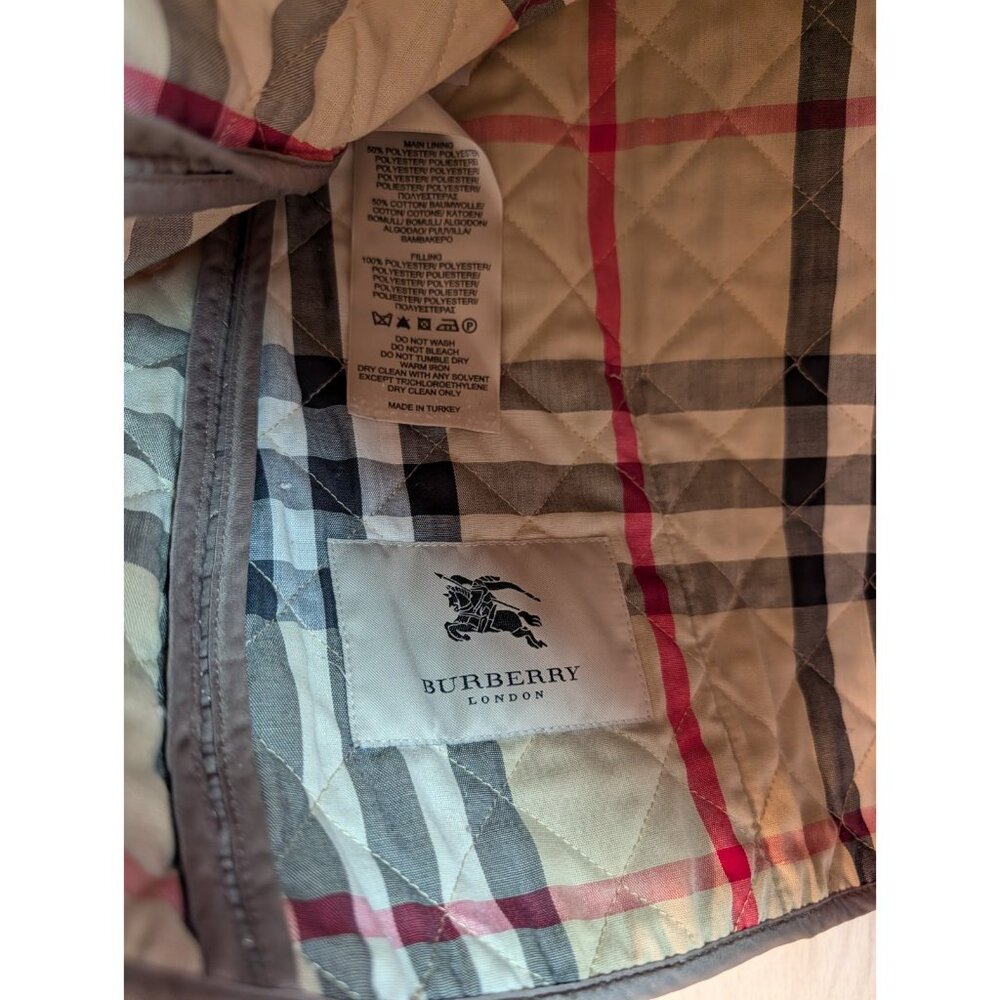 Burberry Brit Quilted Jacket Women’s Nova Check Lined Beige Coat Medium - Picture 6 of 10